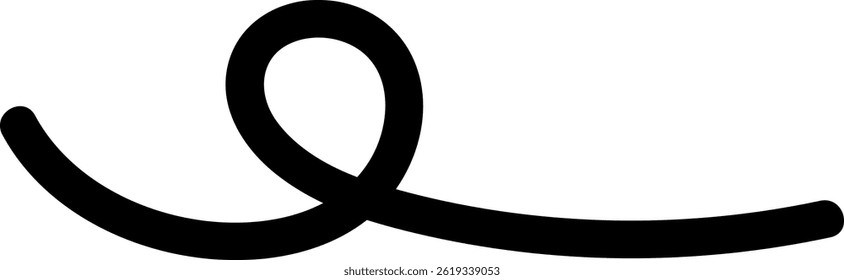 A single, thick black line forms a continuous loop and curve. This flowing, hand-drawn element acts as a decorative divider or border. Cartoon vector illustration