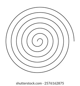 Single thin line spiral. Line in circle form. Thin black spiral symbol. Spiral, swirl, twirl, volute design element with thin lines.