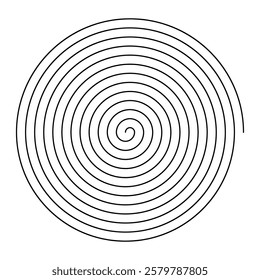 Single thin line spiral. Line in circle form.
