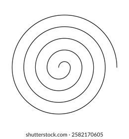 Single thin line spiral. Line in circle form. Thin black spiral symbol. Spiral, swirl, twirl, volute design element.