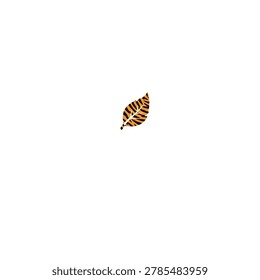 A single tiger-striped leaf on a white background, symbolizing nature and wildlife.
