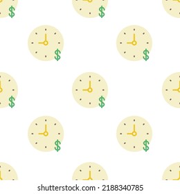 Single time is money pattern. time is money concept. flat trendy Vector seamless Pattern, background, wallpaper