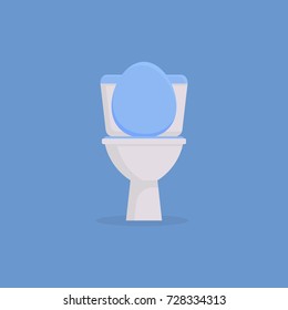 single toilet, flat blue