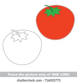 Single Tomato to be traced only of one line, the tracing educational game to preschool kids with easy game level, the colorful and colorless version.