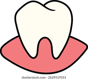 Single tooth in gum illustration