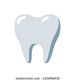 Single tooth icon isolated on a white background. Oral health care, dentist symbol. Flat vector illustration.