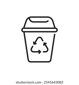 Single trash bin icon with linear design on a white background