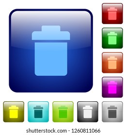Single trash icons in rounded square color glossy button set