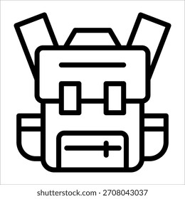 Einfaches Reise-Rucksack-Symbol mit schwarzer Linie für Design-Element oder Malbuch-Element