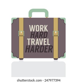 Single Travelling Suitcase Flat Design Vector Illustration