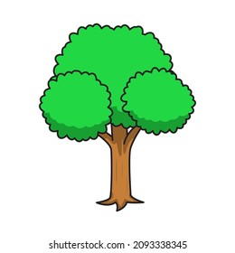 Single tree cartoon illustration isolated on white background