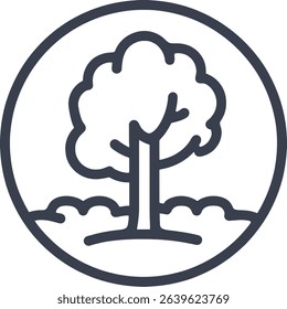 Single tree in circle nature icon ecology symbol