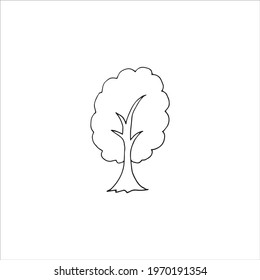Single tree - hand drawn doodle vector icon, isolated on white background. Monochrome vector image.