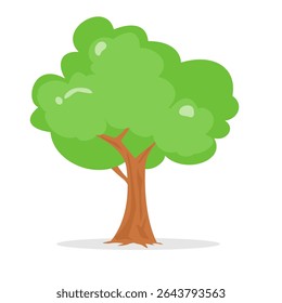 Single tree illustration. Cute nature vector. Jungle element. Summer theme. Can be used for wallpaper and sticker