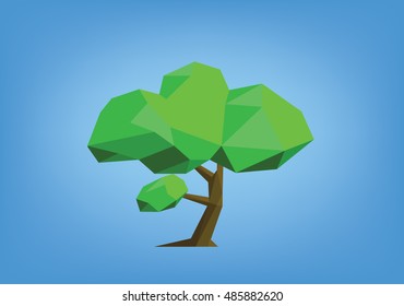 single tree illustration -  low poly style 