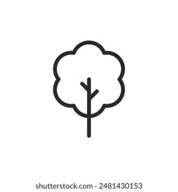 Un solo árbol, icono de estilo lineal. árbol solitario. Ancho de trazo editable.