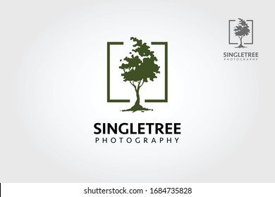 Single Tree Photography Vector Logo Template. Illustration single tree with square. Clean and modern style.