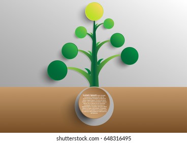 Single tree and root infographic. vector EPS10