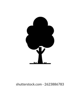 Silueta de un solo árbol con dosel redondeado - icono negro mínimo