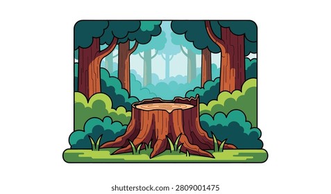 A single tree stump in forest