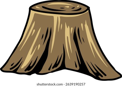 Single Tree Stump Simple Illustration