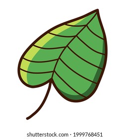 single tropic botanical plant leaf vector illustration icon design template with doodle hand drawn fill color style
