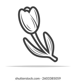 Single tulip flower icon transparent vector isolated
