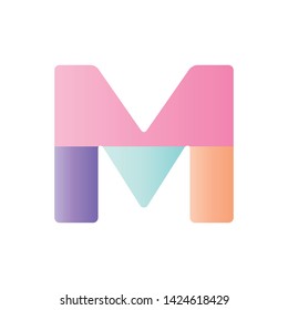Single typographic 'M' letter in vector eps format 