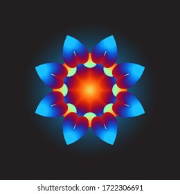 Single unique blue flower face for art and pattern template. Perfect for clothing, wrapping, art, background, wallpaper, and cover.