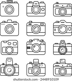 Single Use Disposable Camera Vector Icons for Digital Art Projects. Collection of No Recording Camera Clipart for Creative Designers. Vintage Photo Camera Illustrations Bundle.