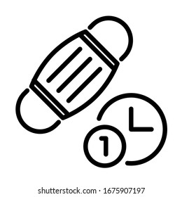 Single use face mask. Simple design. Line vector. Isolate on white background.