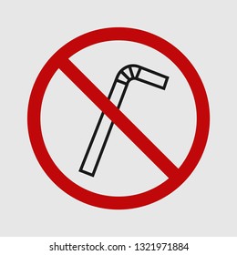 Single useplastic straw. Plastic pipe icon.Simple design. Stop using plastic campaign. Vector illustration EPS 10.