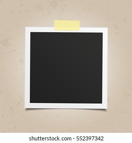 Single vector blank photo frame with shadow effects isolated on vintage brown background. Modern Hipster Frame concept. Vector illustration in realistic style. EPS10.