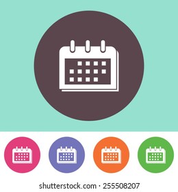 Single vector calendar icon on round colorful buttons