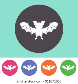 Single vector cute bat icon on colorful buttons