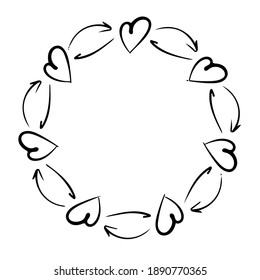 Single vector design element - Frame with hearts for romantic design, Valentine's day cards, wedding cards and invitations.