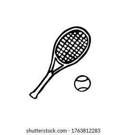 Single vector doodle element isolated on white background. Tennis