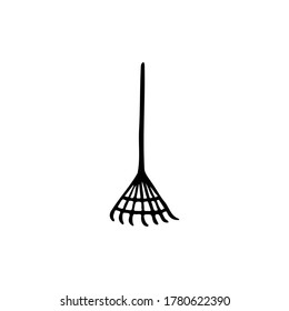 Single vector doodle element isolated on white background. Lawn rake.