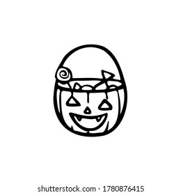 Single vector doodle element isolated on white background. Pumpkin