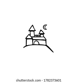 Single vector doodle element isolated on white background. Castle