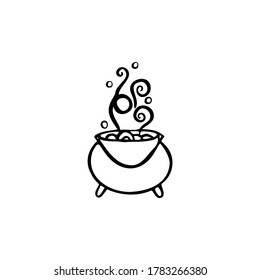 Single vector doodle element isolated on white background. Witch cauldron