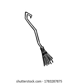 Single vector doodle element isolated on white background. Witch broom