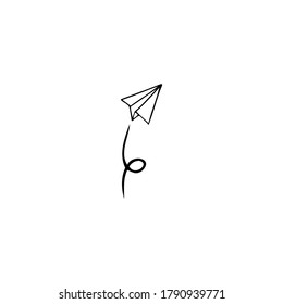 Single vector doodle element isolated on white background. Airplane