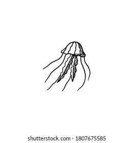 Single vector doodle element isolated on white background. Jellyfish
