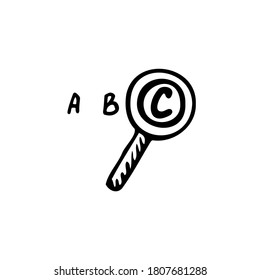 Single vector doodle element isolated on white background. Magnifier