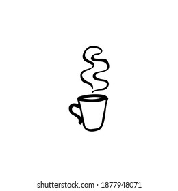 Single vector doodle element isolated on white background. Cup of coffee or tea