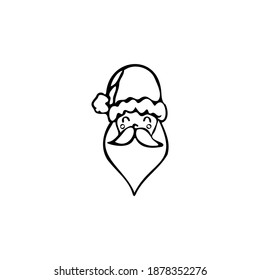 Single vector doodle element isolated on white background. Santa's face
