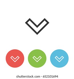 Single vector down arrowhead for webdesign