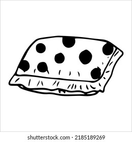 A single vector element is a pillow for sleeping. Doodle illustration. Hand-drawn. Home environment, comfort, rest after work. It can be used for stickers, patterns, wrapping paper, logos, icons.