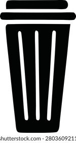 Single vector icon depicting standard take away paper cup with lid representing convenience culture and modern beverage service isolated for graphic design purposes.